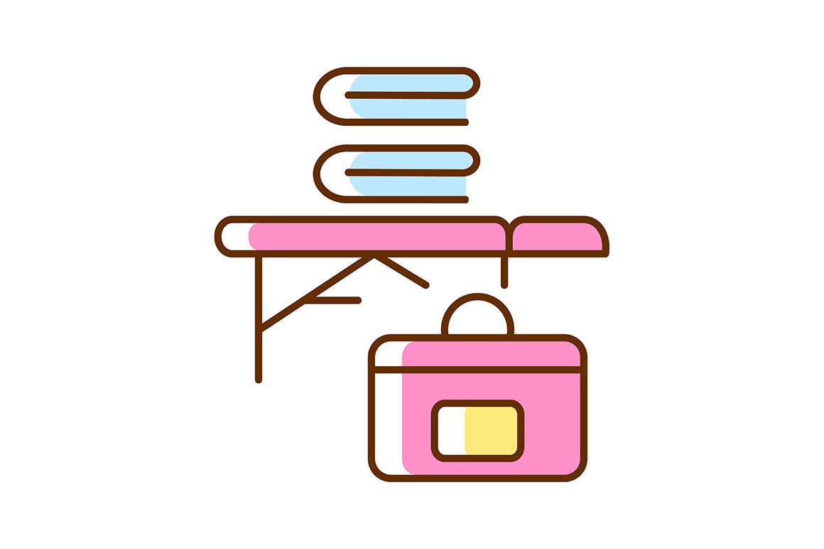 Massage tools and equipment RGB color icons set