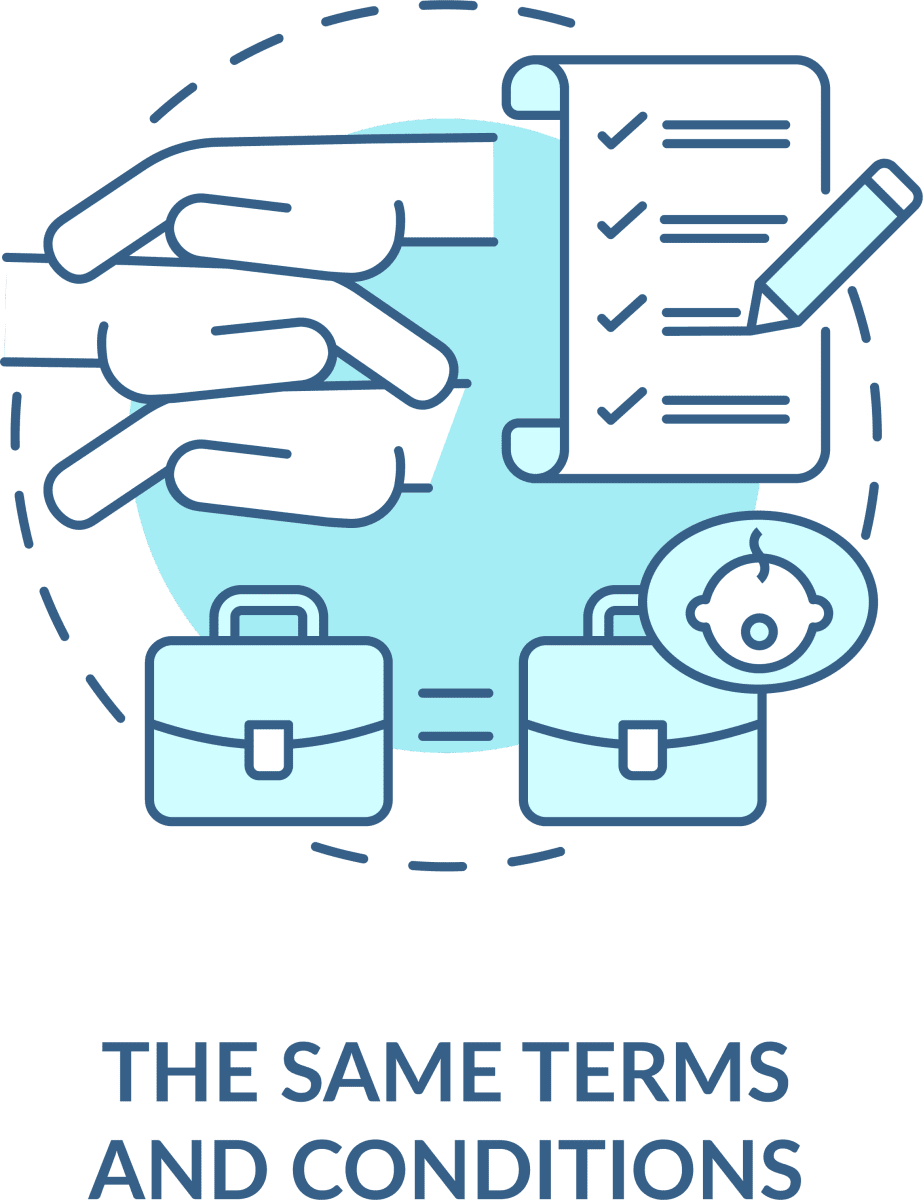 Maternity leave related blue concept icons set