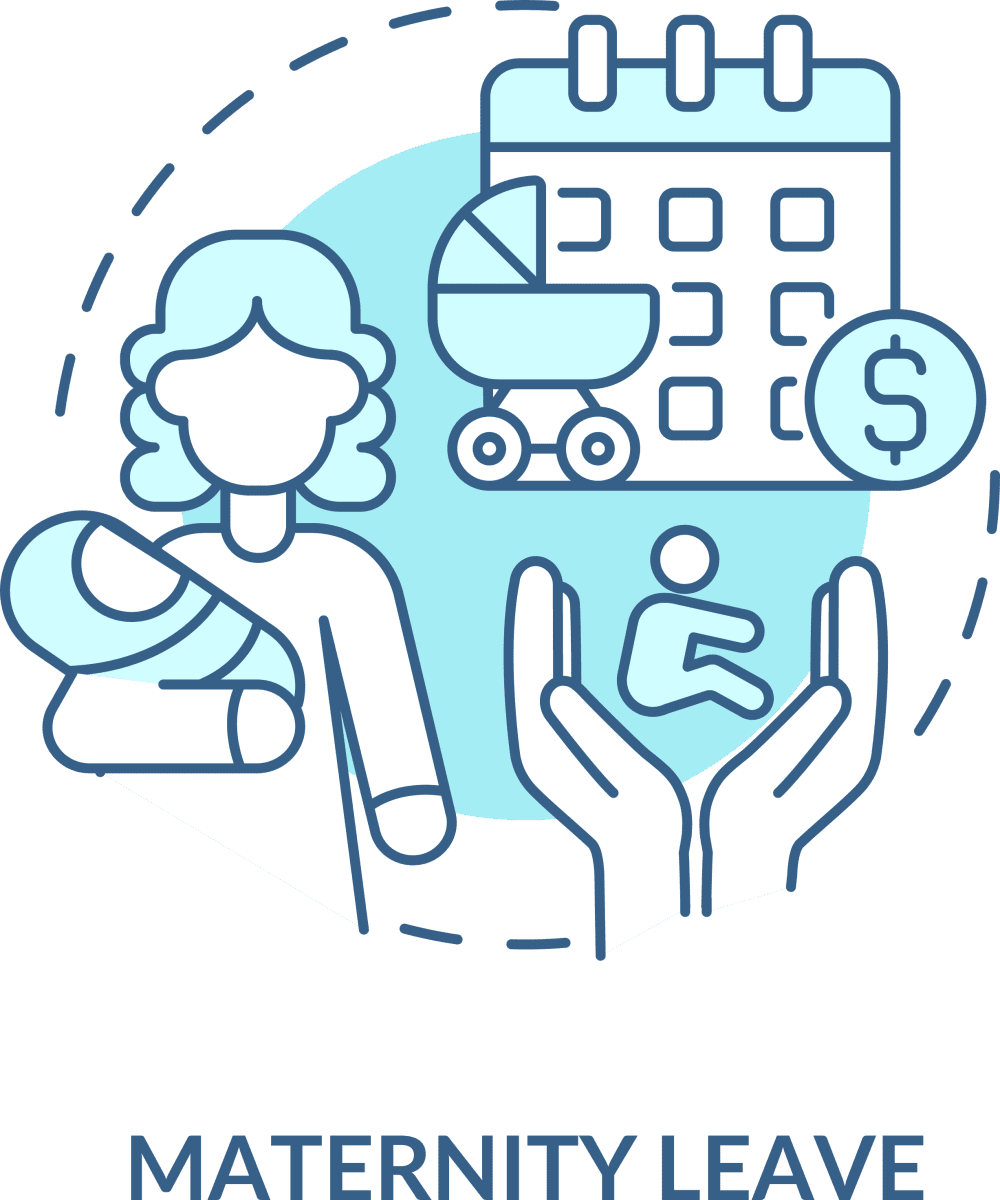 Maternity leave related blue concept icons set