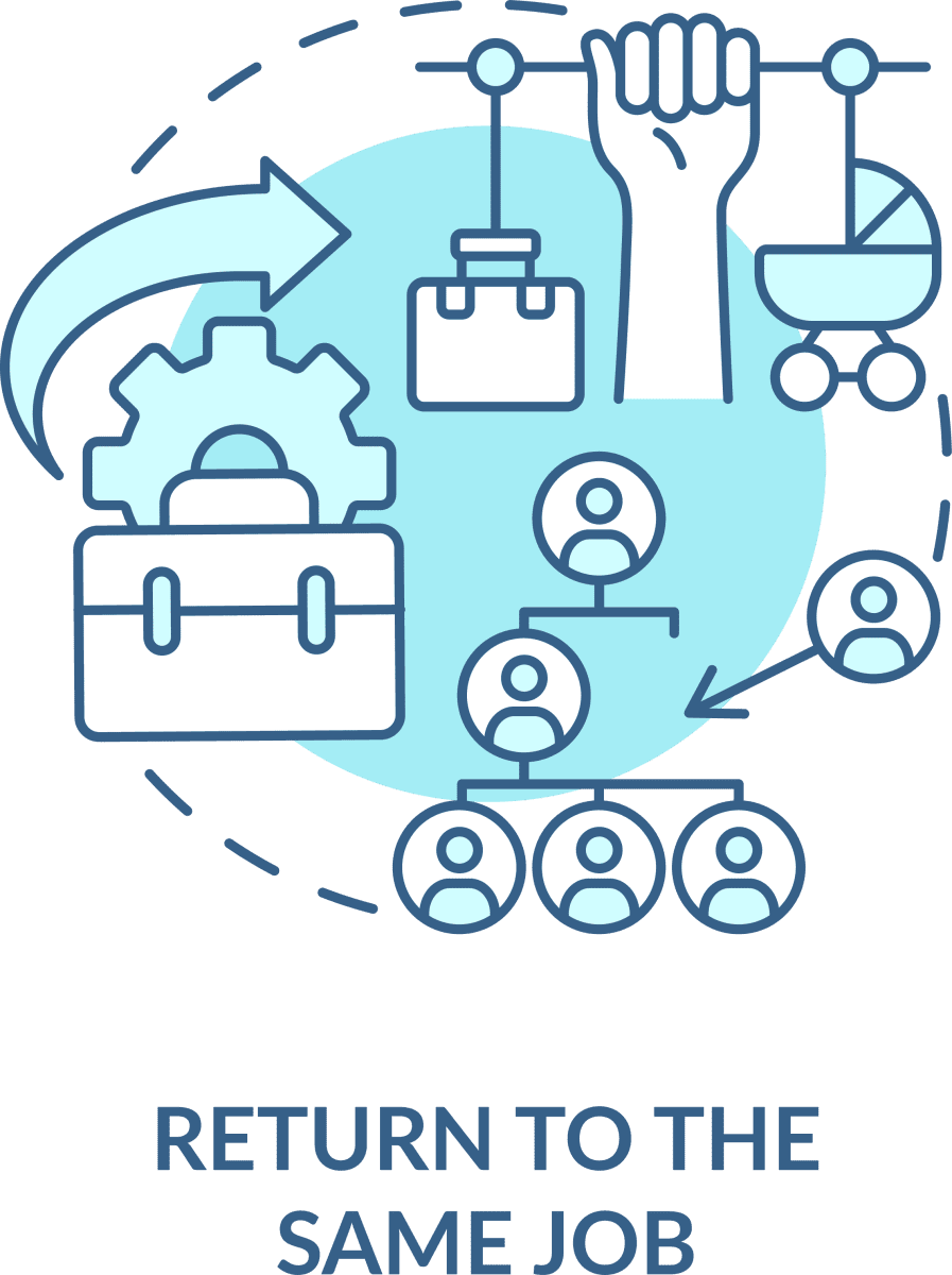 Maternity leave related blue concept icons set