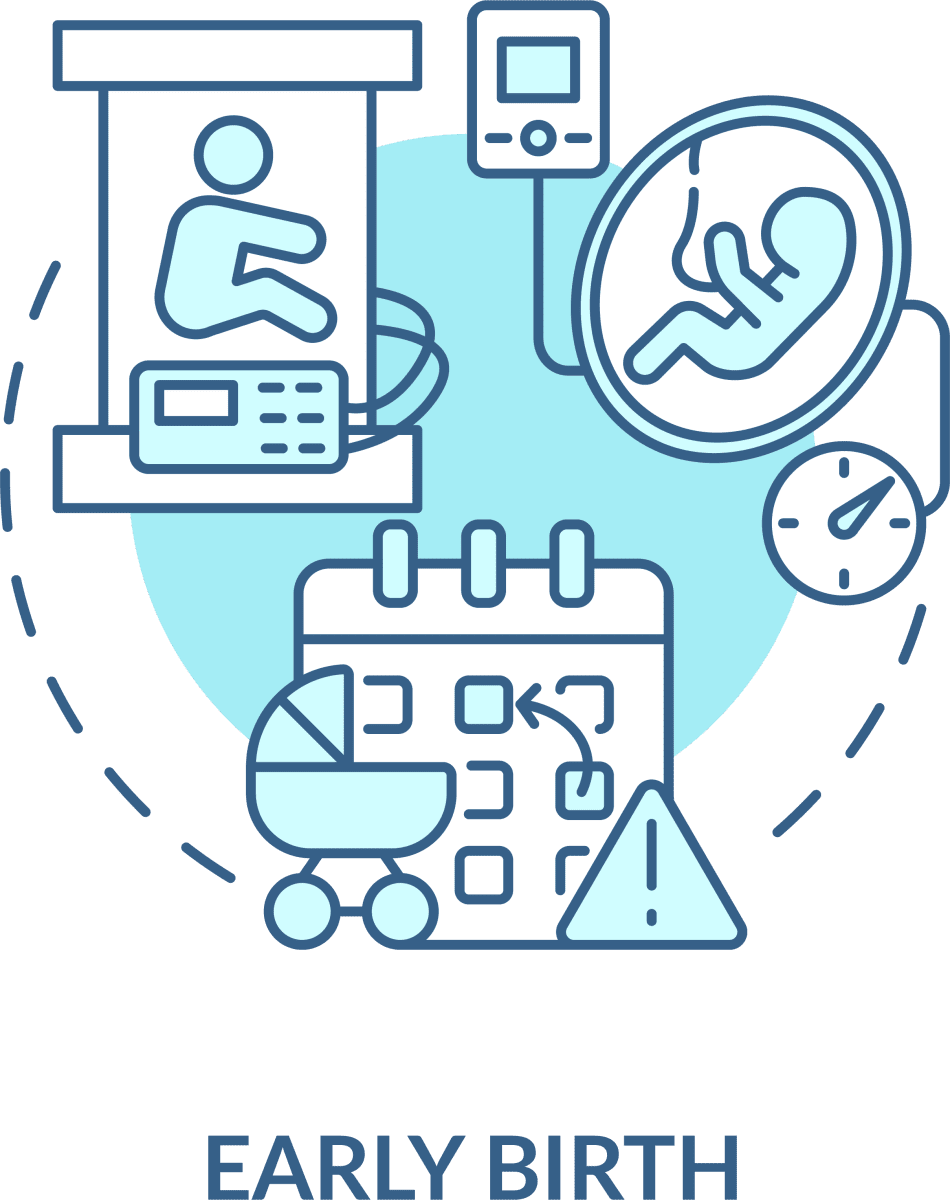 Maternity leave related blue concept icons set