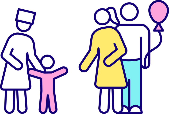 Maternity leave related RGB color icons set