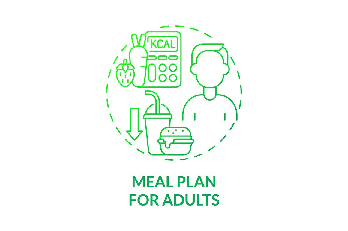 Meal plan related concept icons bundle