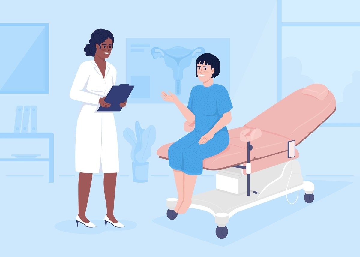Medical examination and consultation flat color vector illustrations set