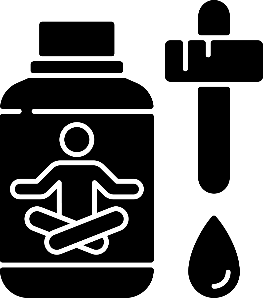 Medical treatment black glyph icons set on white space