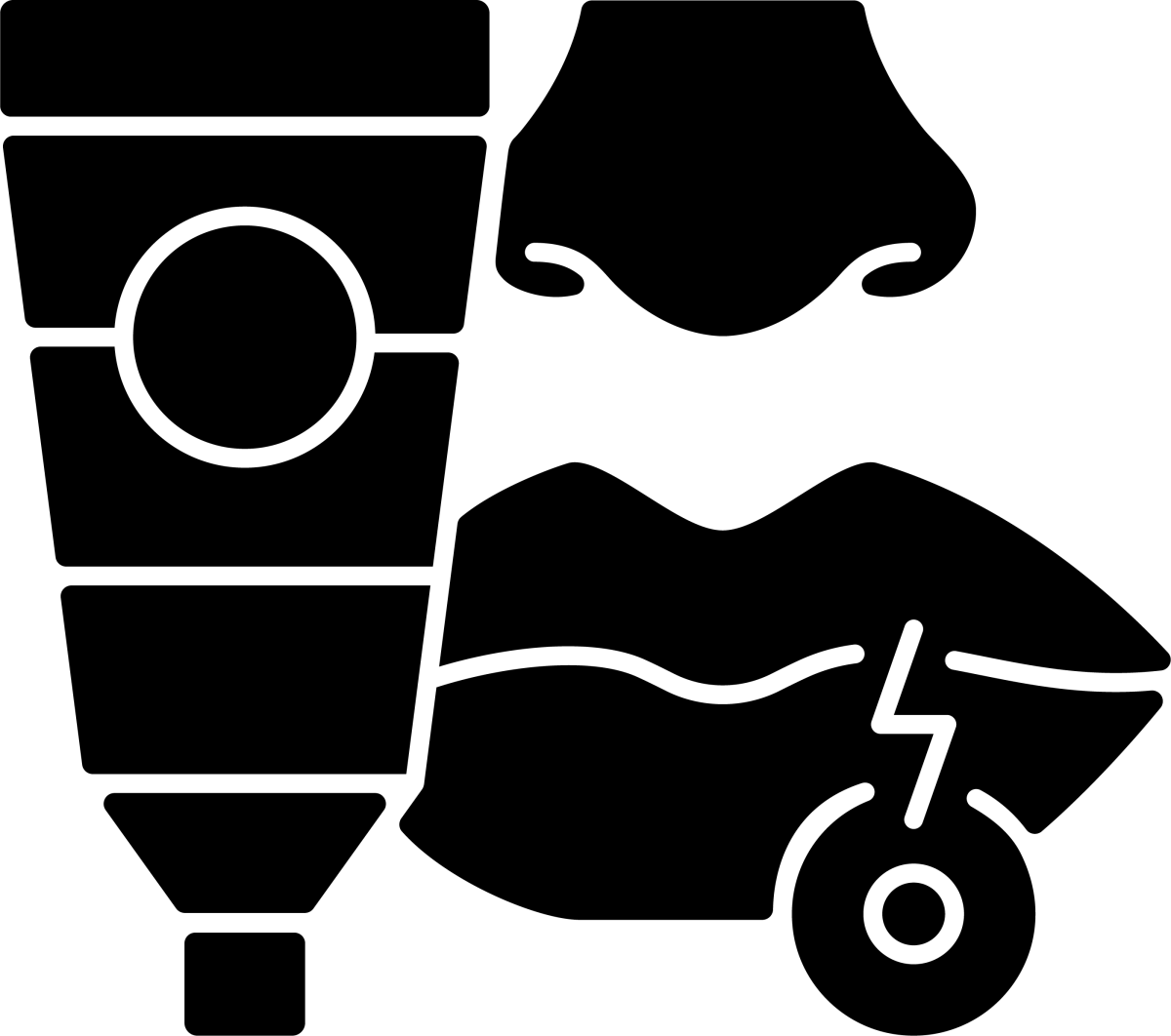 Medical treatment black glyph icons set on white space