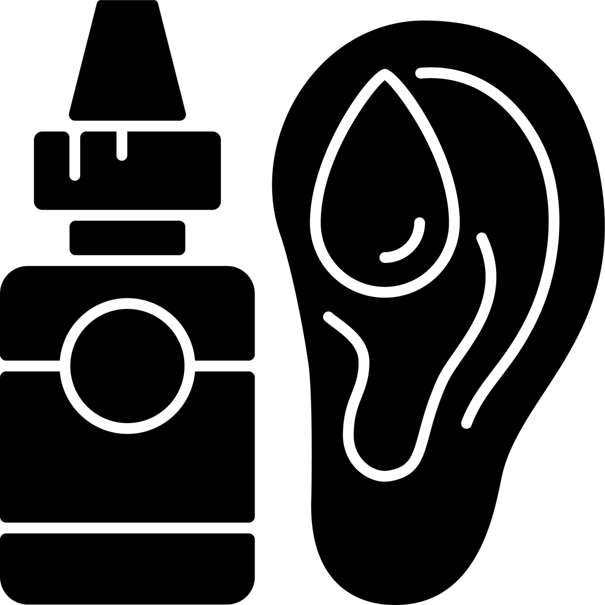 Medical treatment black glyph icons set on white space