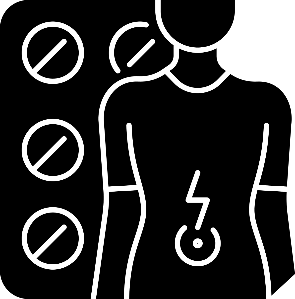 Medical treatment black glyph icons set on white space