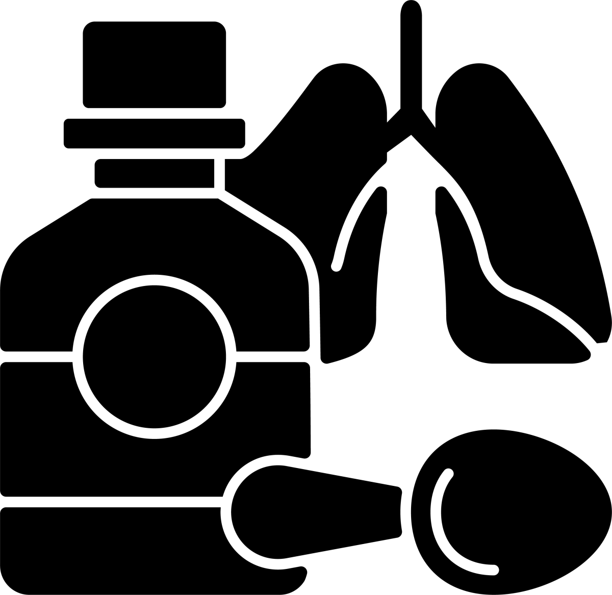 Medical treatment black glyph icons set on white space