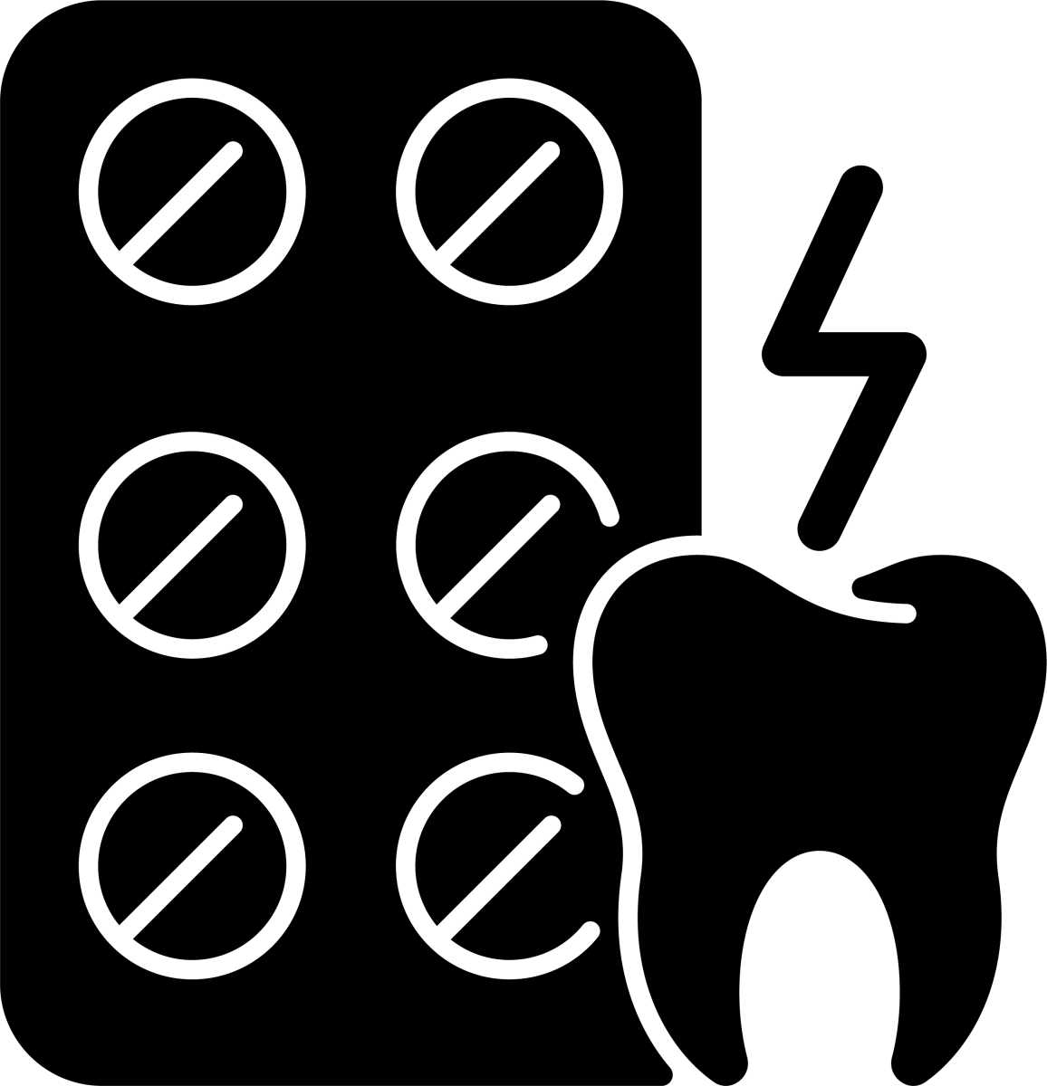 Medical treatment black glyph icons set on white space