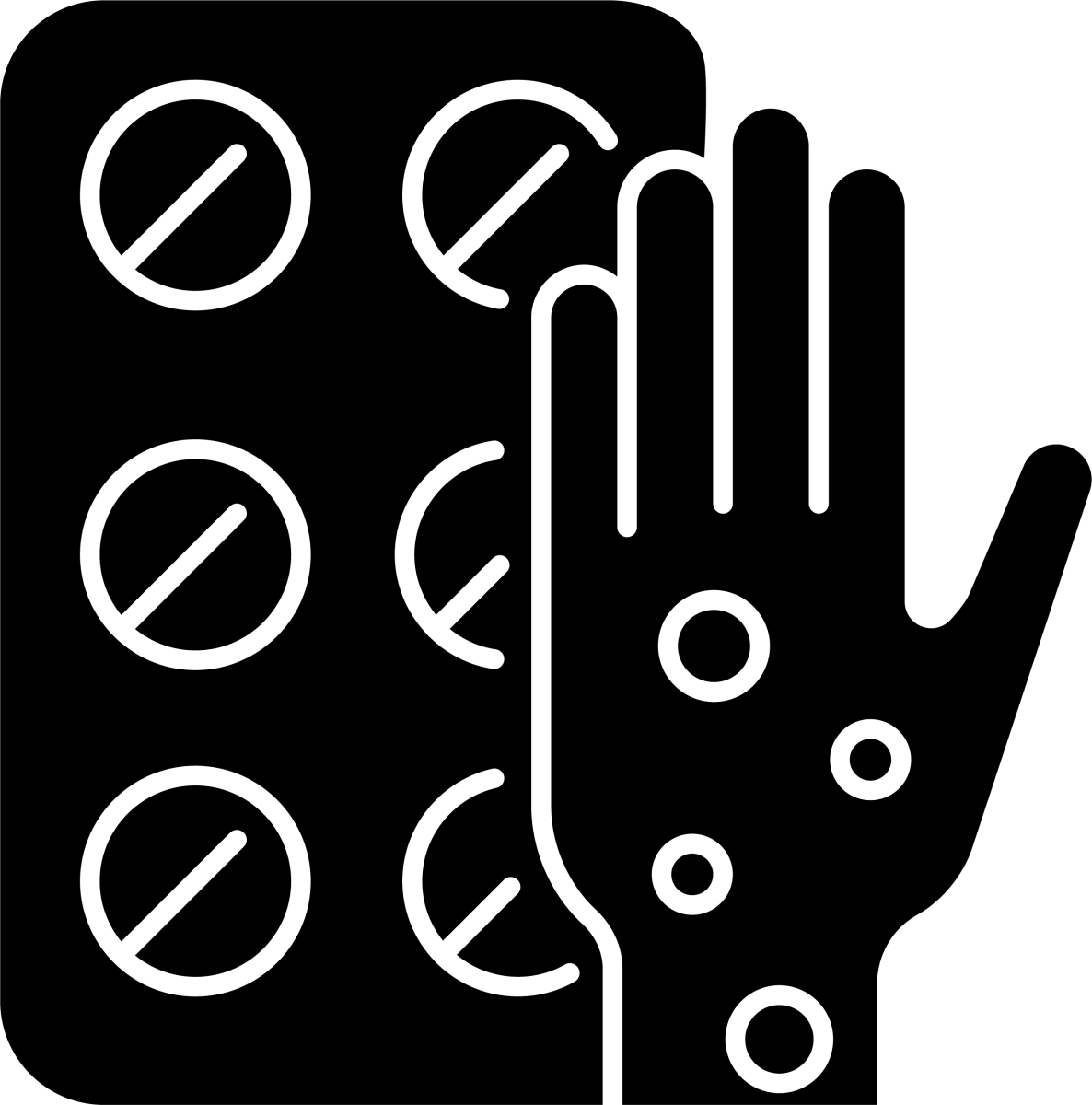 Medical treatment black glyph icons set on white space