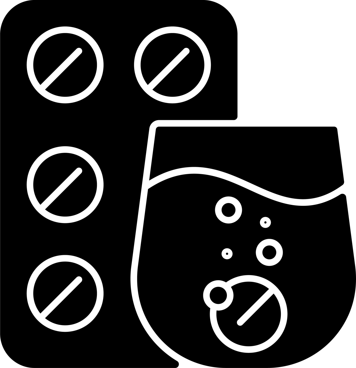 Medical treatment black glyph icons set on white space