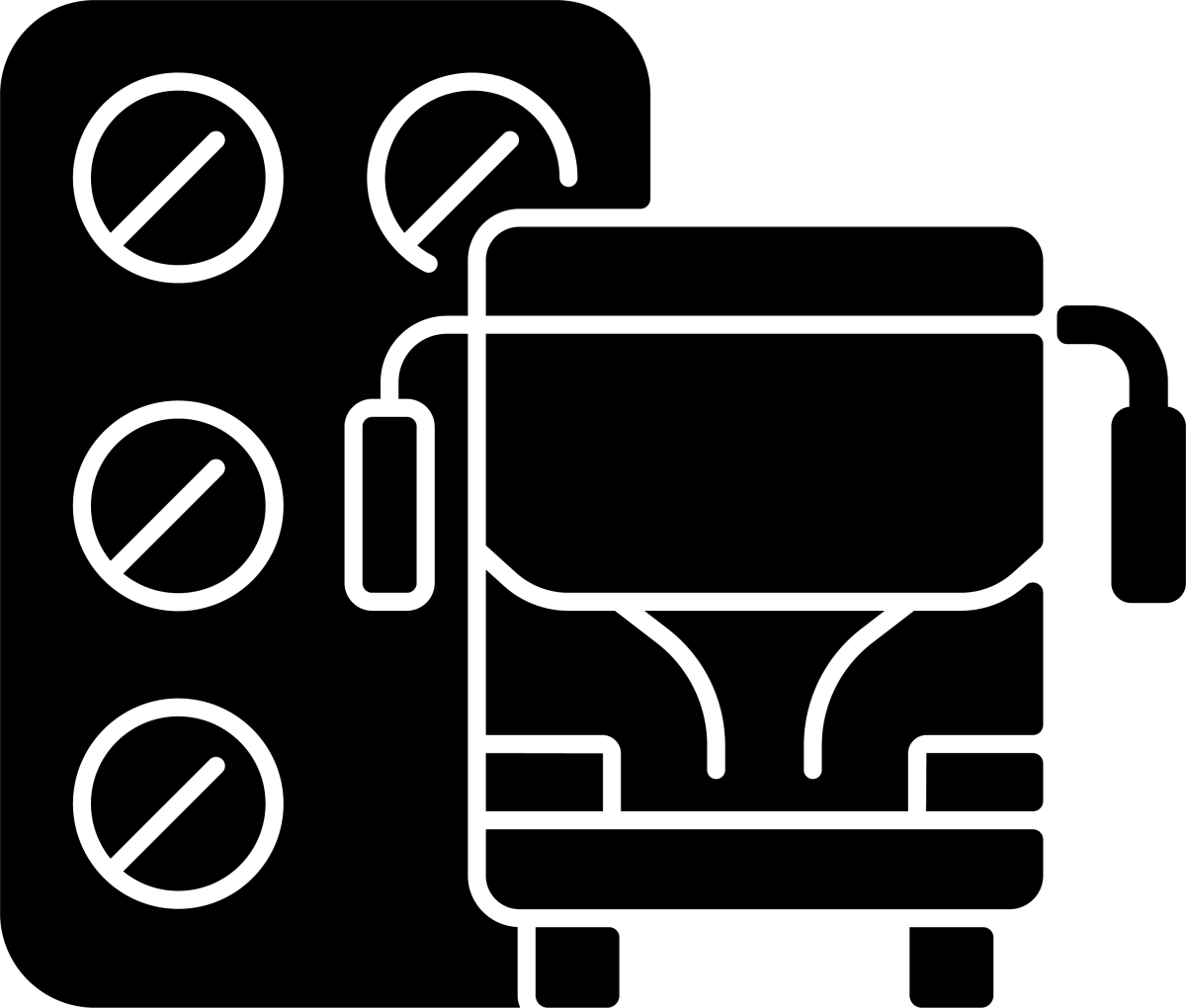 Medical treatment black glyph icons set on white space