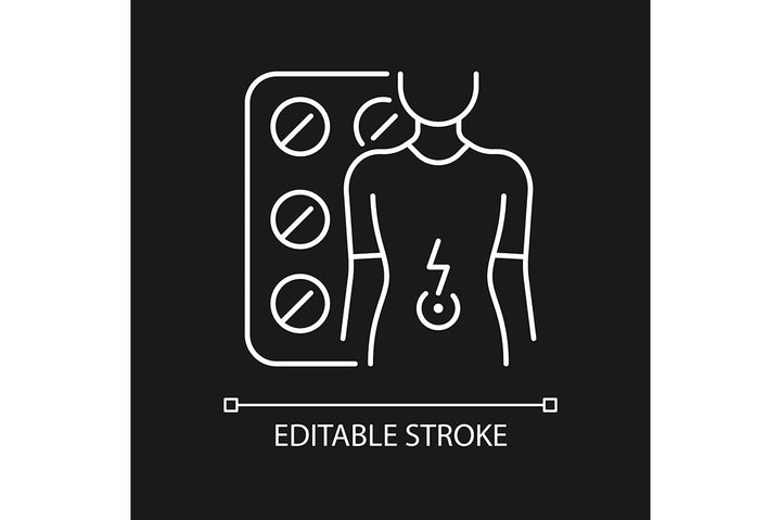 Medical treatment linear icons set for dark and light mode