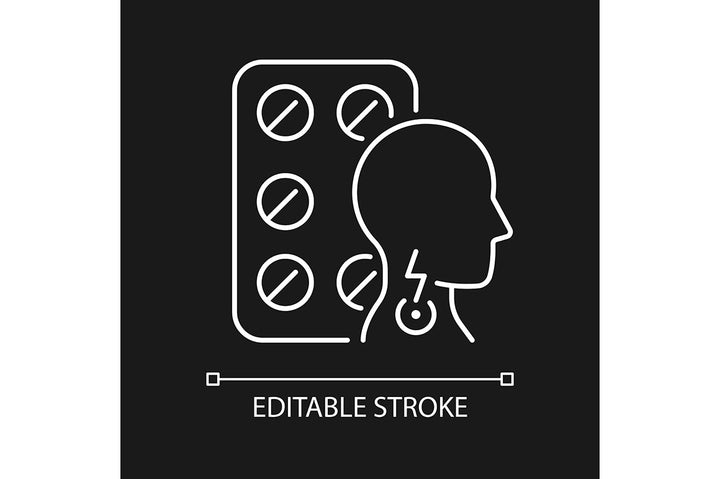 Medical treatment linear icons set for dark and light mode
