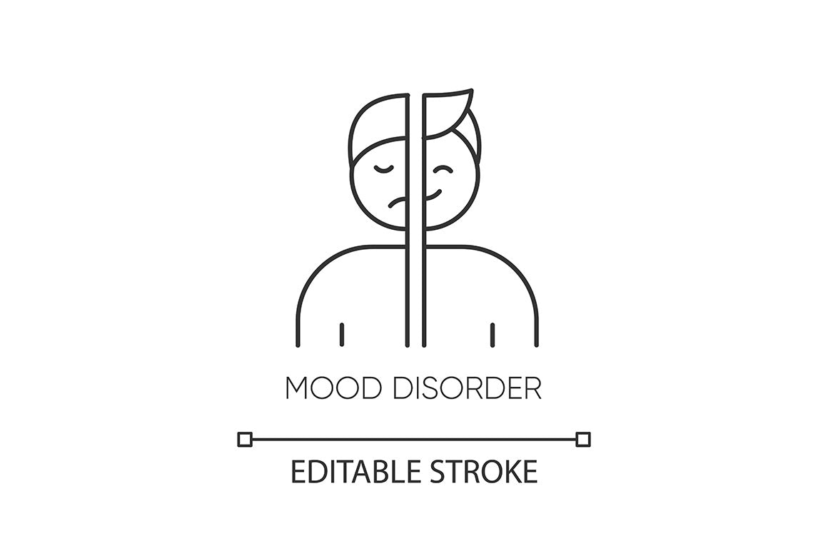 Mental disorder linear icons set
