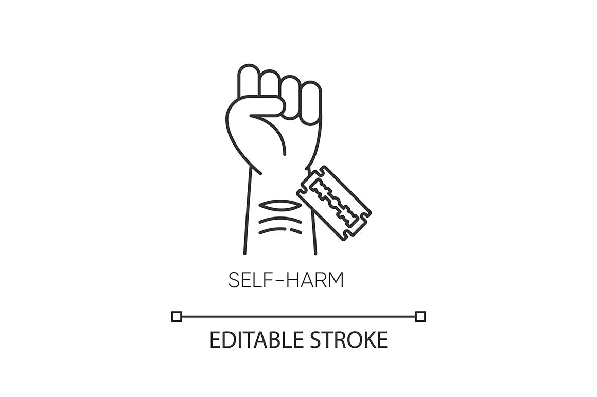 Mental disorder linear icons set