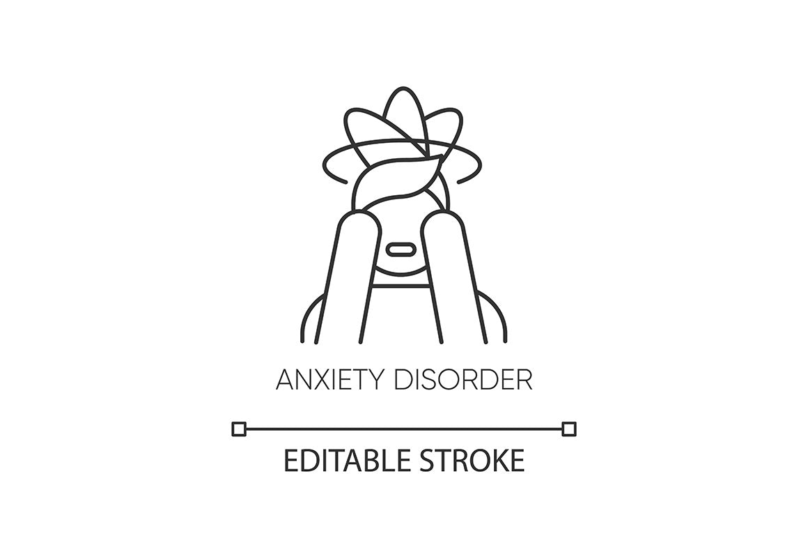 Mental disorder linear icons set