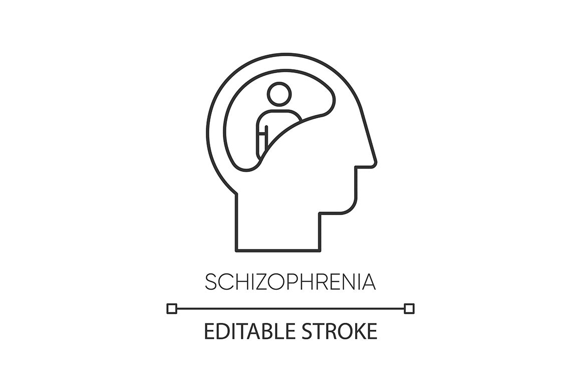 Mental disorder linear icons set