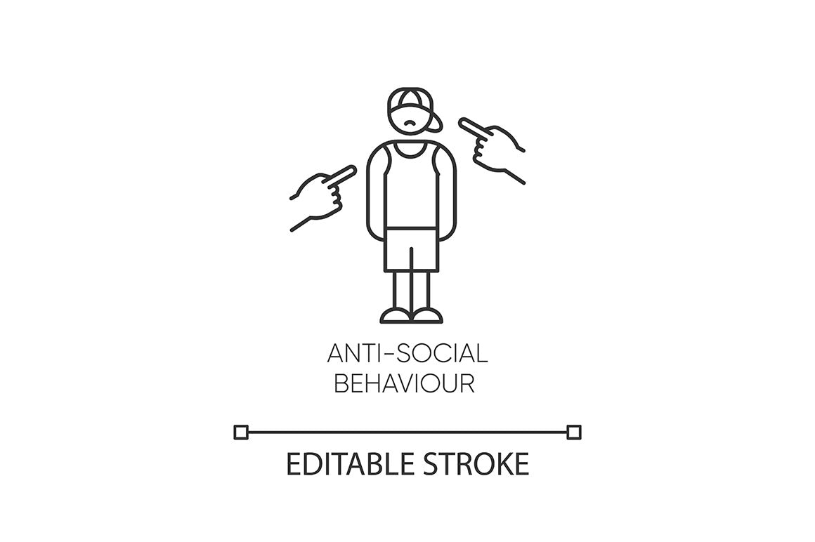 Mental disorder linear icons set