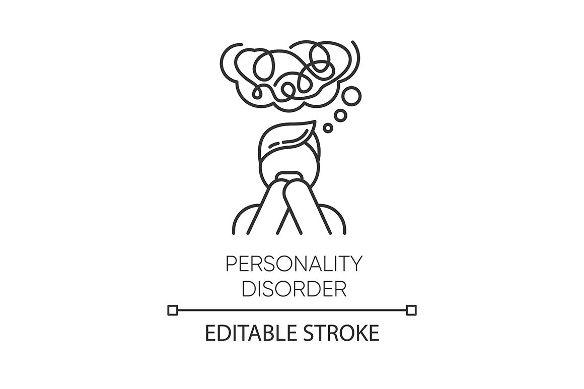 Mental disorder linear icons set