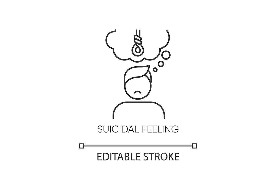 Mental disorder linear icons set