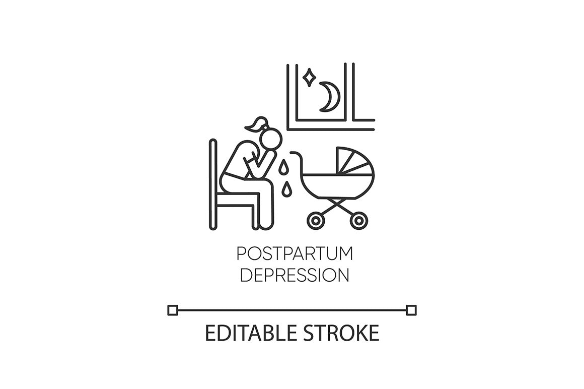 Mental disorder linear icons set