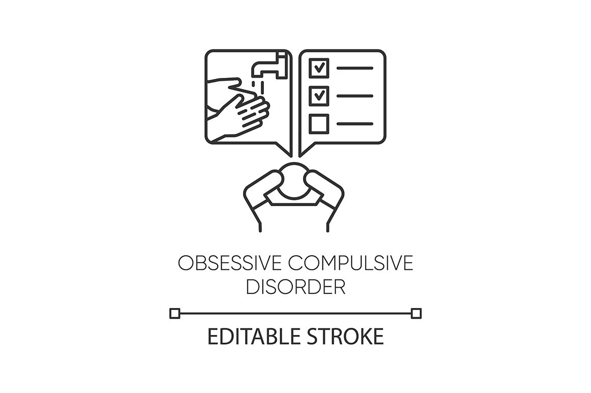Mental disorder linear icons set