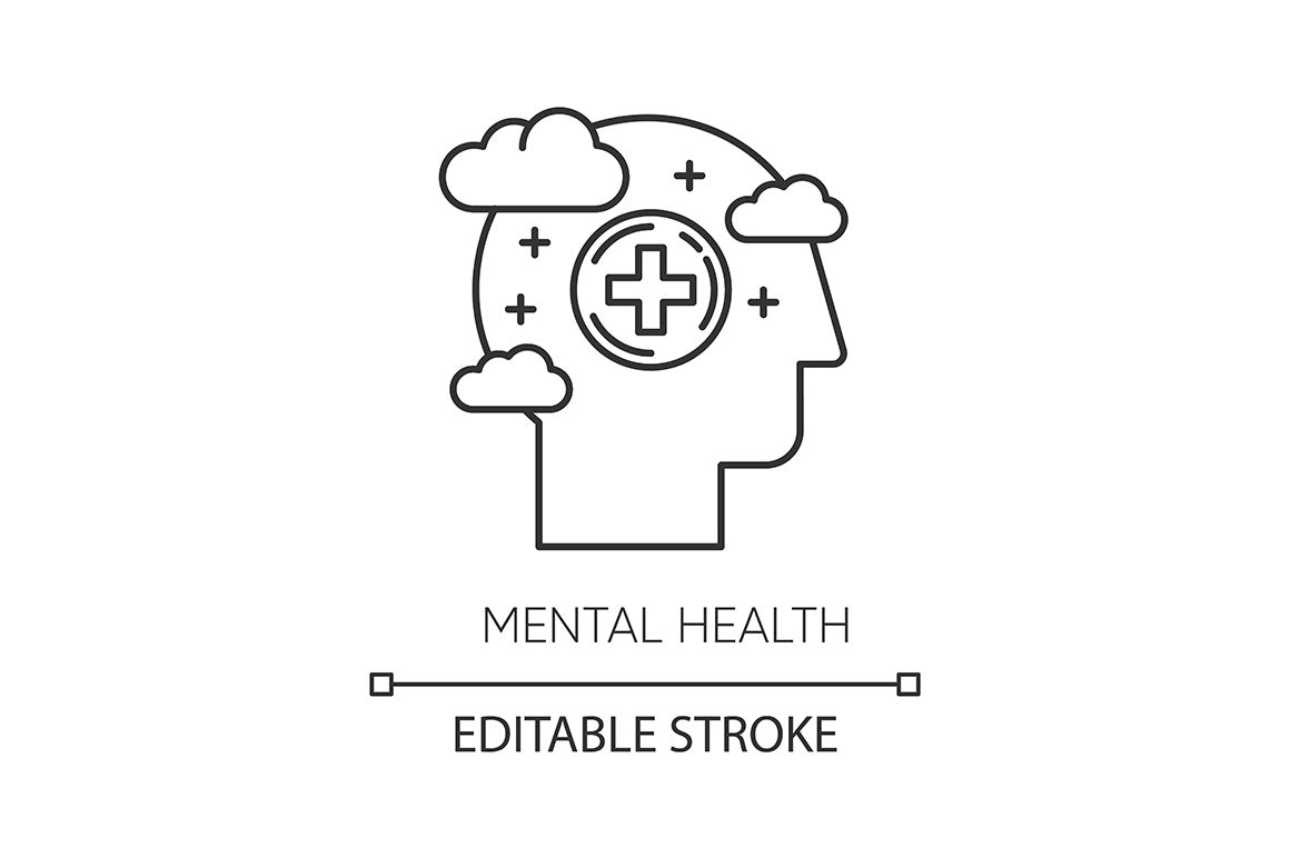 Mental disorder linear icons set