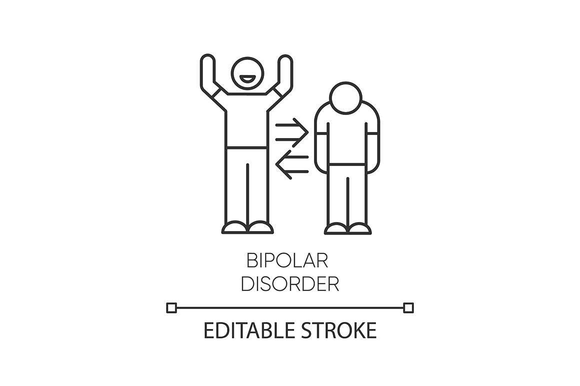 Mental disorder linear icons set