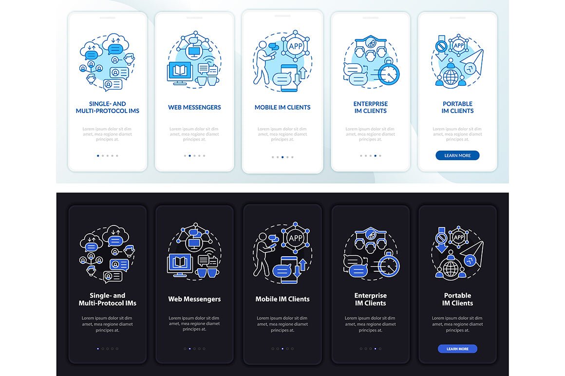 Messaging Software App Screens Bundle