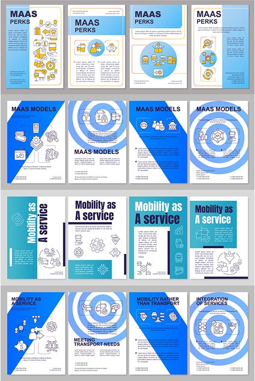 Mobility as service for passengers brochure template set