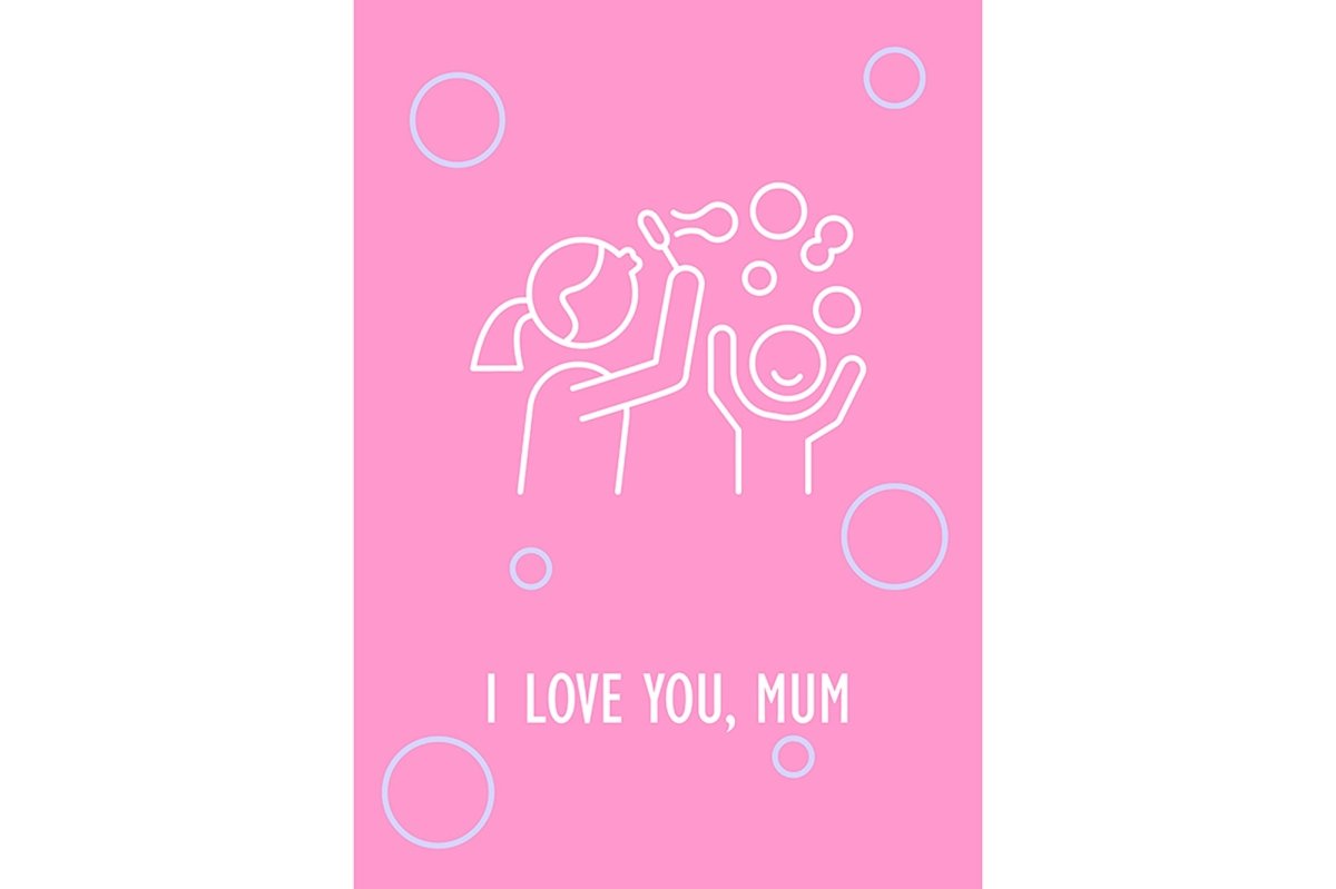 Mothers and fathers day postcard with linear glyph icon set