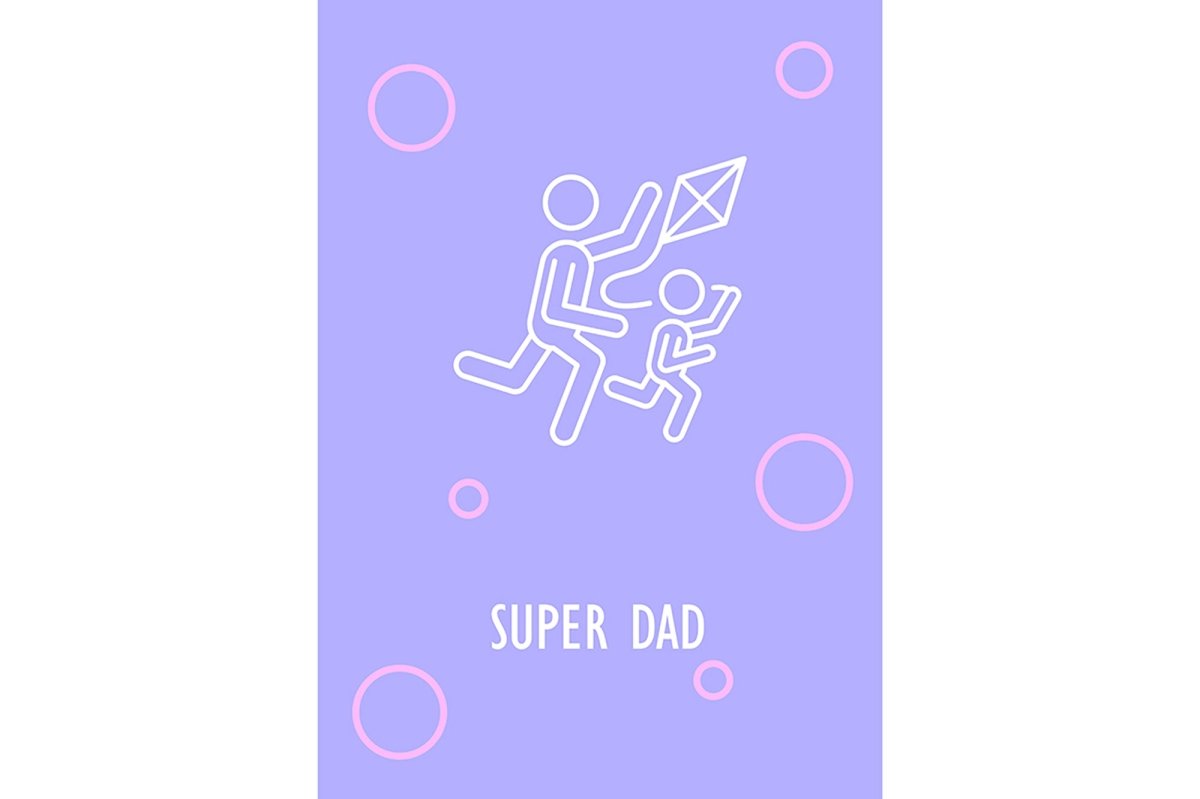 Mothers and fathers day postcard with linear glyph icon set
