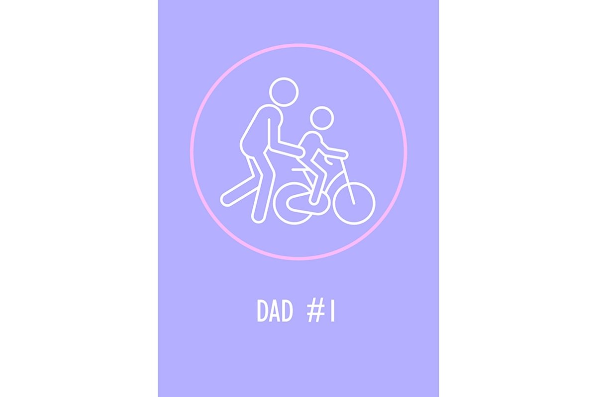 Mothers and fathers day postcard with linear glyph icon set