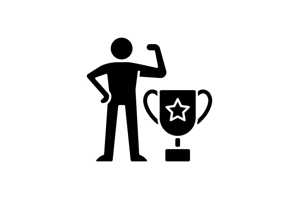 Motivation black glyph icons set on white space
