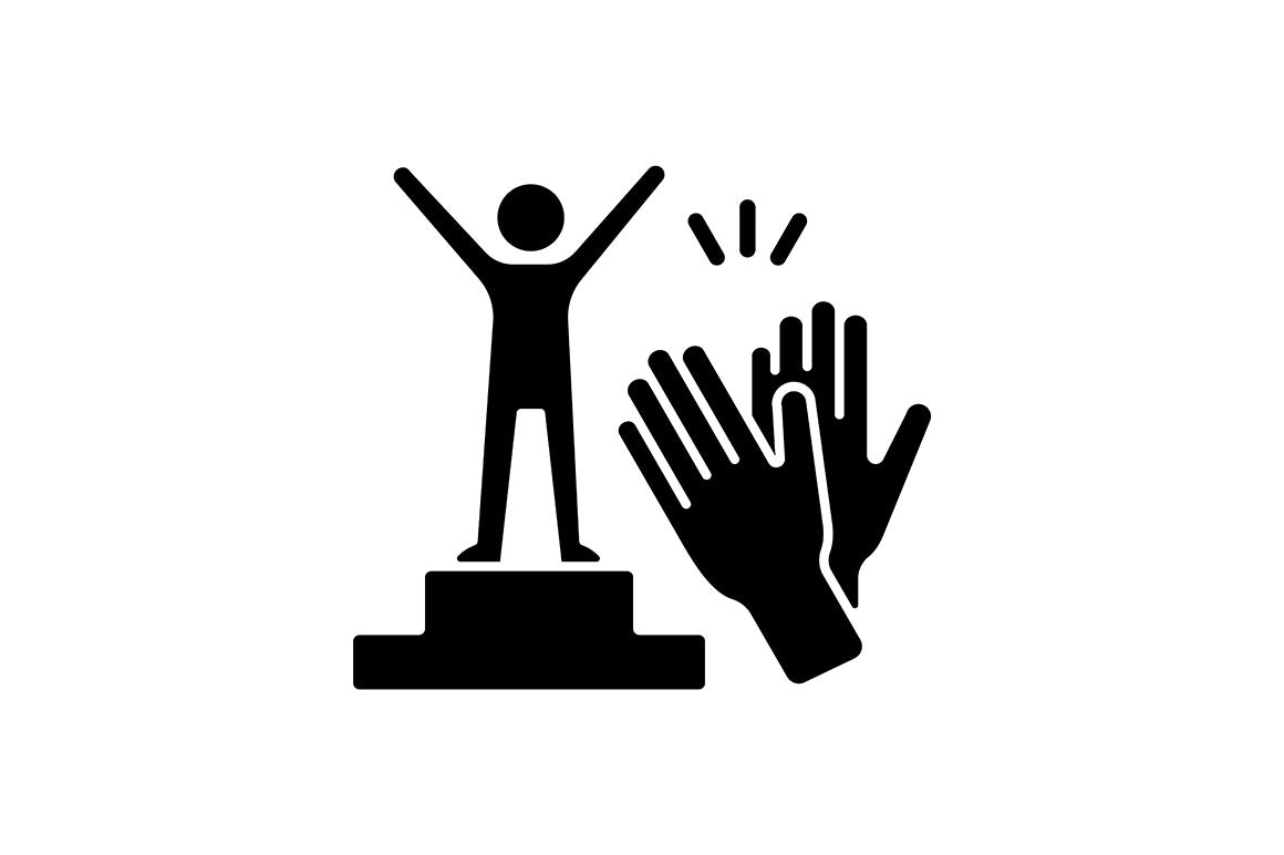 Motivation black glyph icons set on white space