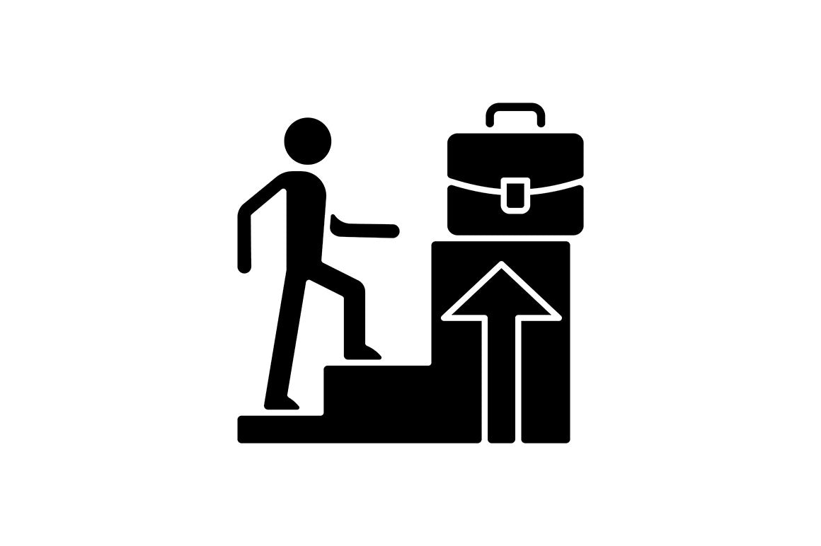 Motivation black glyph icons set on white space