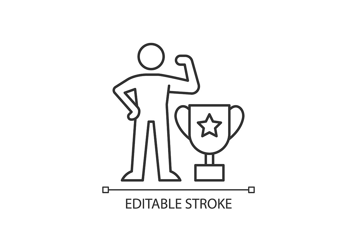 Motivation linear icons set for dark and light mode. Editable Stroke