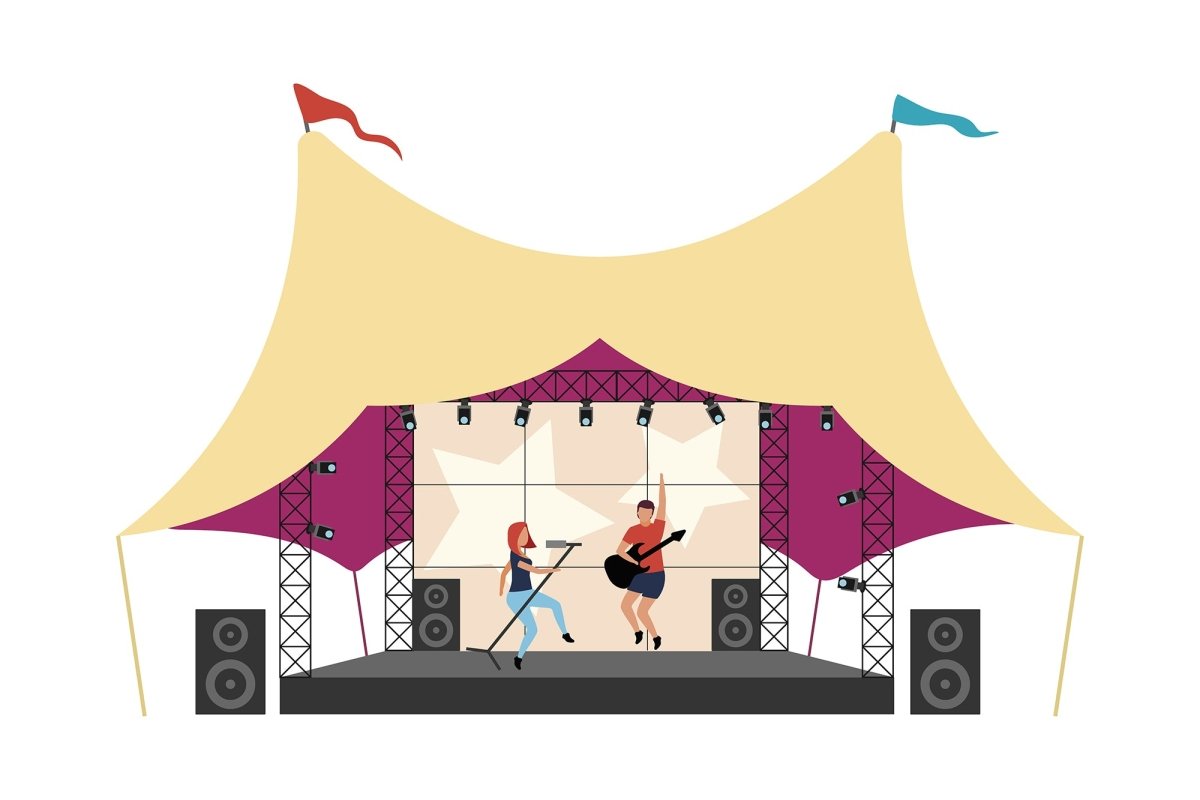 Music festival flat concept vector illustrations set