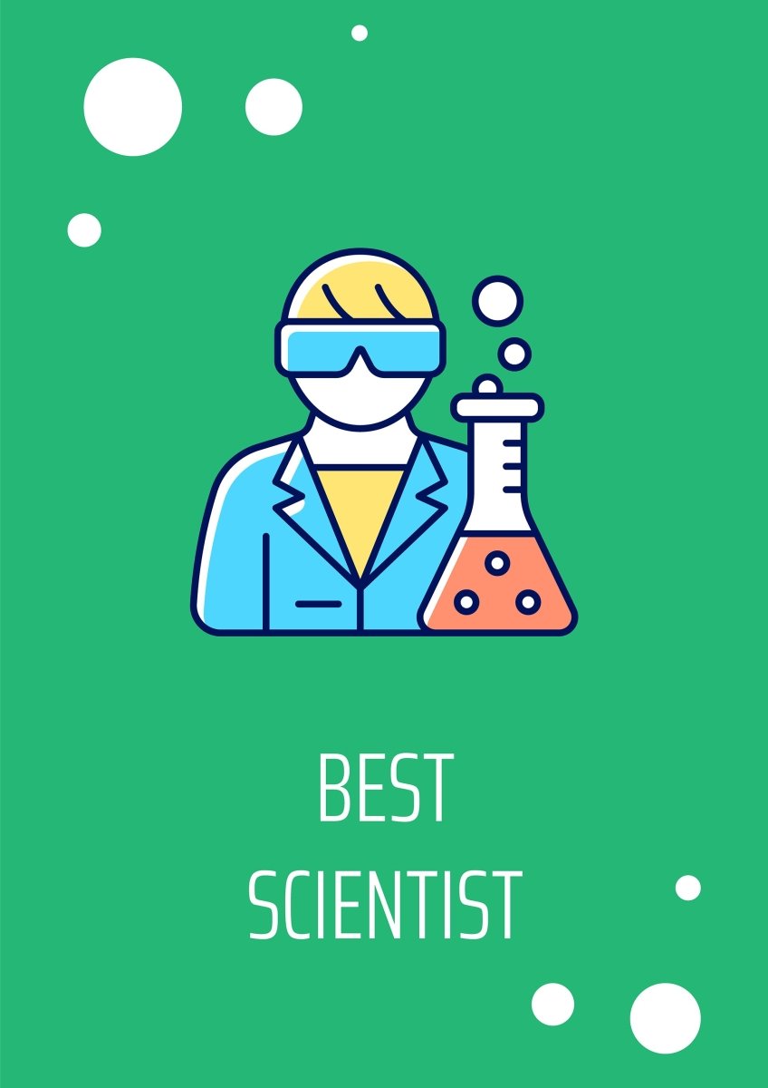 National science day celebration greeting card with color icon element set