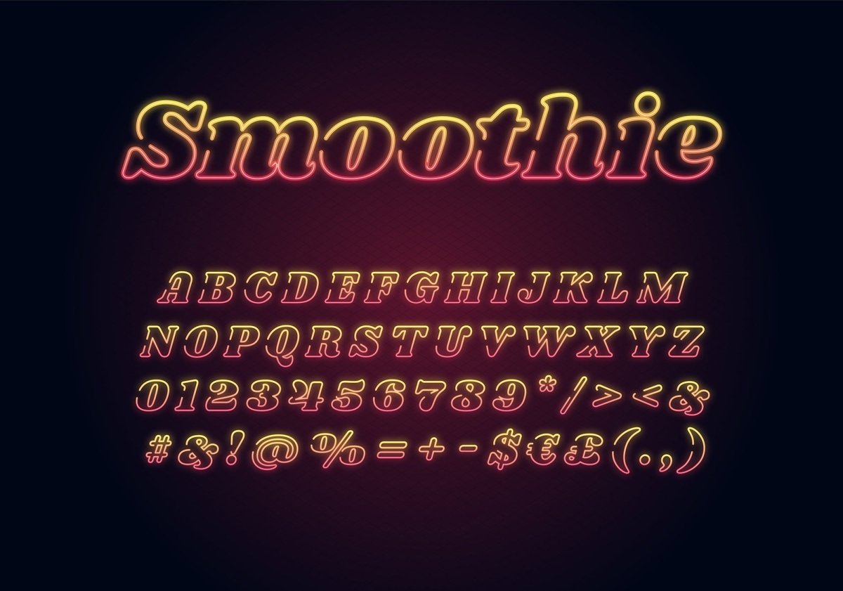 Neon light fonts bundle