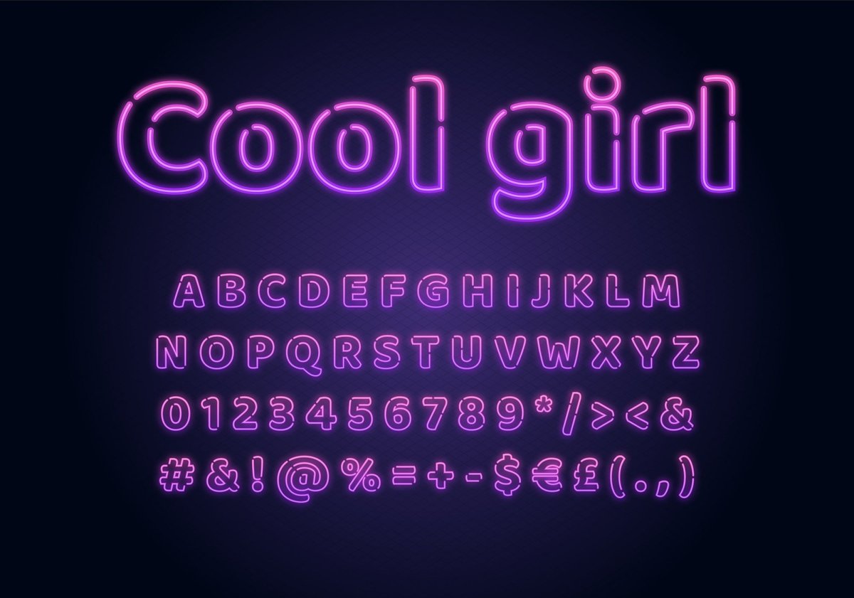 Neon light fonts bundle