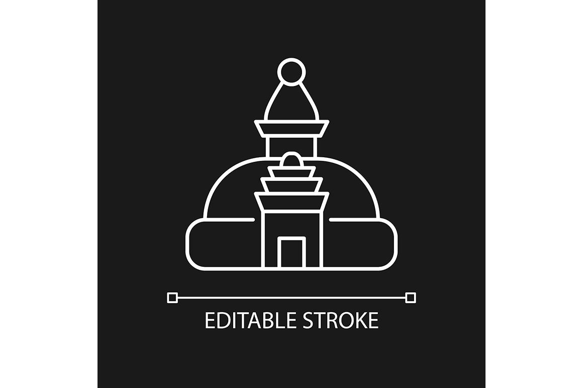 Nepal cultural heritage linear icons set for dark and light mode