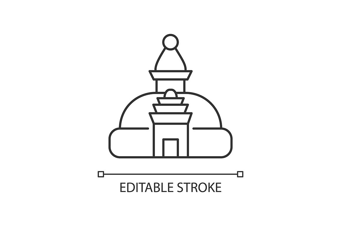 Nepal cultural heritage linear icons set for dark and light mode