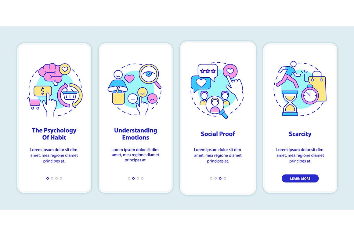Neuromarketing onboarding mobile app page screen bundle