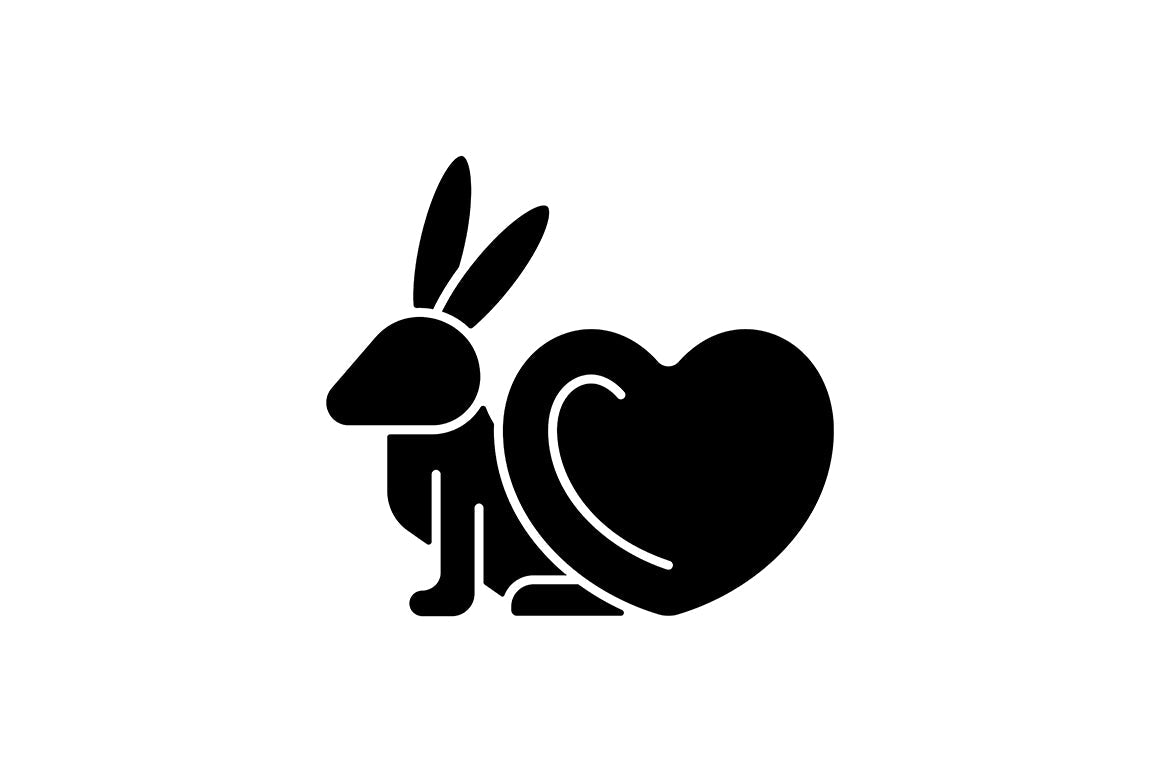 No animal testing black glyph icons set on white space