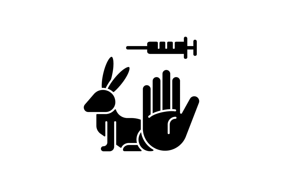 No animal testing black glyph icons set on white space