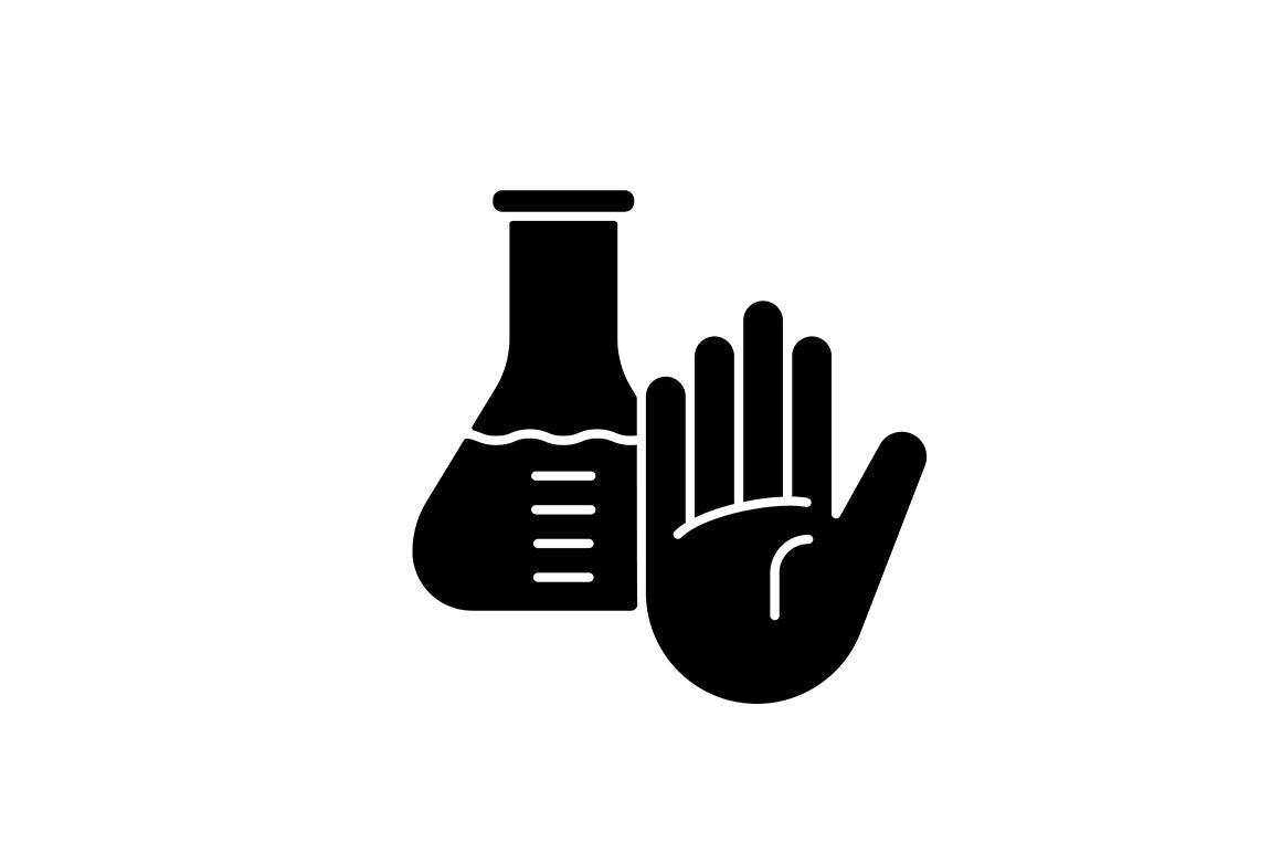No animal testing black glyph icons set on white space
