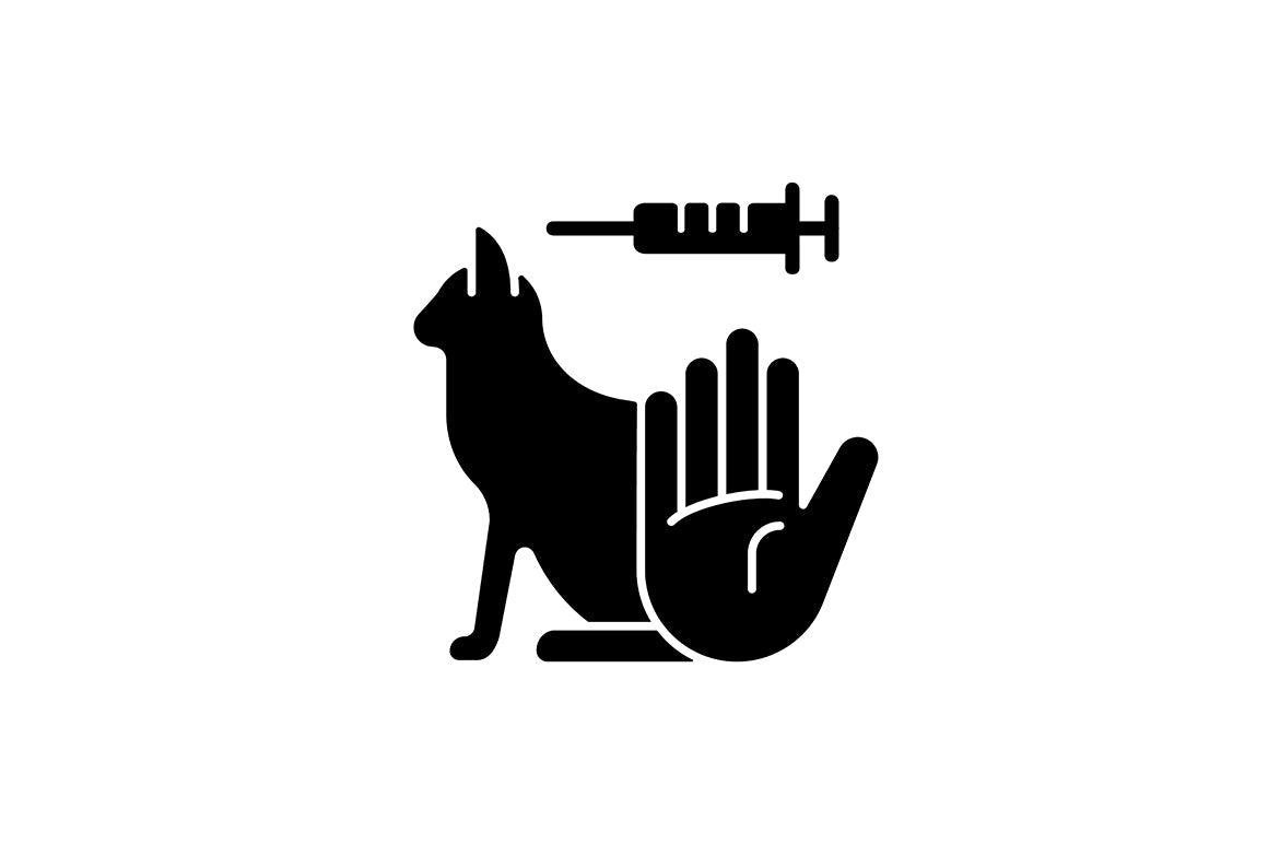 No animal testing black glyph icons set on white space